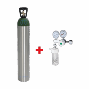 Cilindro de Oxígeno M150 ( 4248L)+ Kit (Regulador Doble reloj CHN, Vaso Humidificador y Canula)